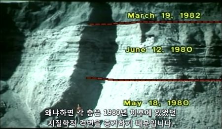 세인트 헬렌스 산 3일간 쌓인 지층 - 젊은 지구의 지질학적 증거